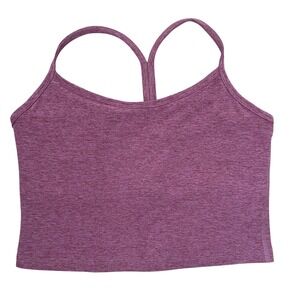 Beyond Yoga Spacedye Slim Racerback Cropped Tank Top Bra Purple Mauve Heather L